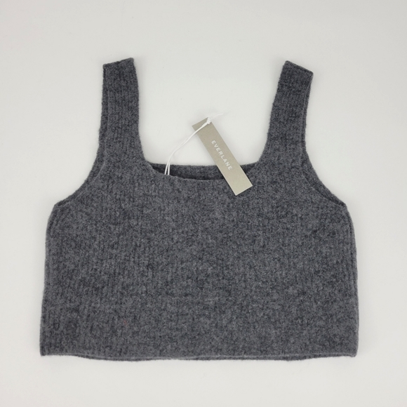 Everlane Dark Grey The Cozy Stretch Wool Yak Crop Tank Top Size M - Picture 4 of 6